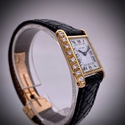 cartier vintage tank 18ct gold diamonds mechanical with gold gasp 2