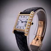 cartier vintage tank 18ct gold diamonds mechanical with gold gasp 4