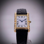 cartier vintage tank 18ct gold diamonds mechanical with gold gasp 5