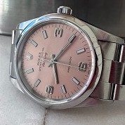 rolex modern 1996 airking 34mm salmon pink dial ref 14000 serial t nude 4