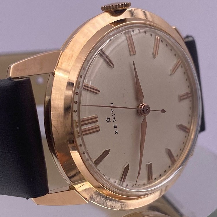 ZENITH Vintage 1950's MECA Pink GOLD 18ct Cal 106-50-6 ALPHA Hands