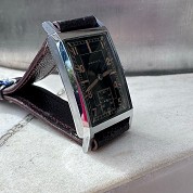 zenith vintage nos 1930s rectangular steel with gorgeous black patina 5